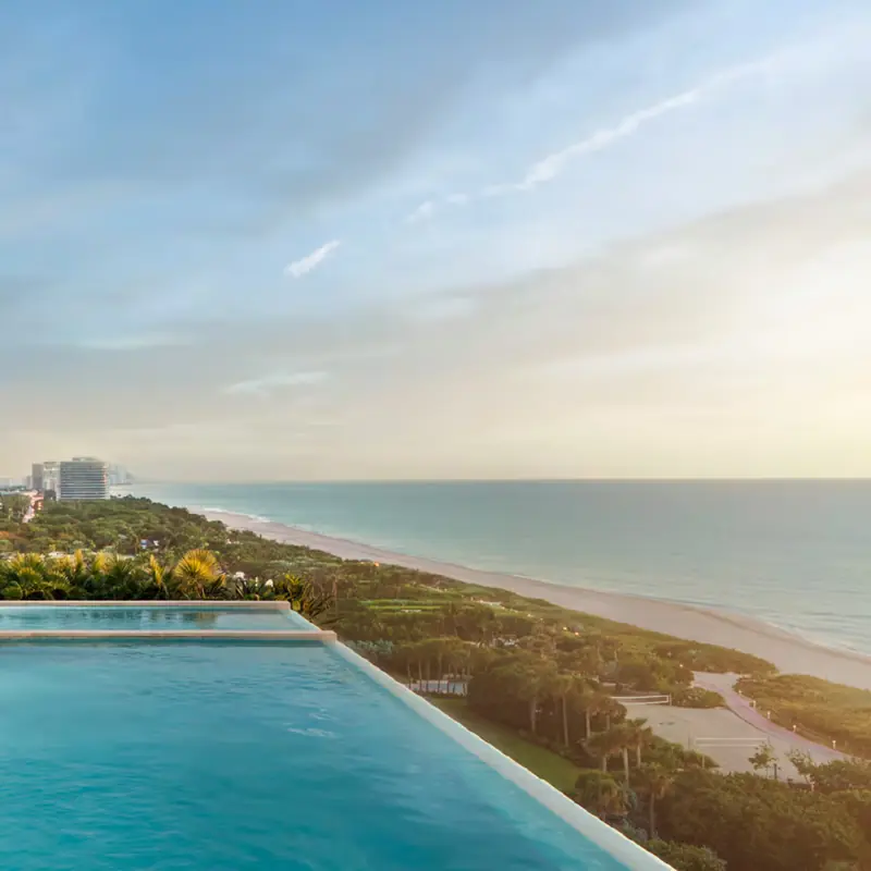Infinity pool overlooking the park and ocean