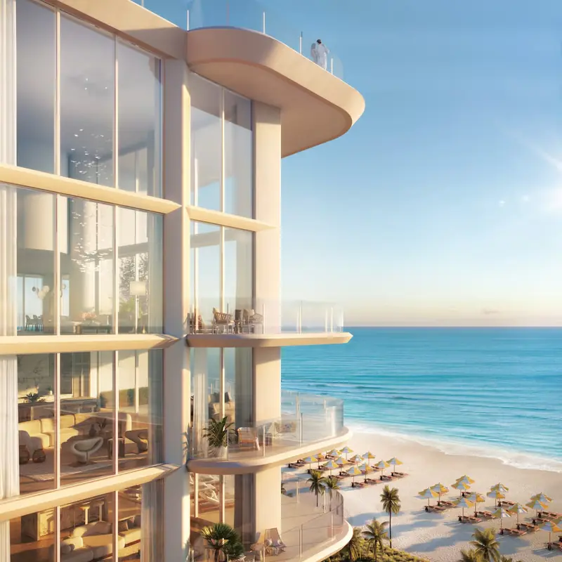Oceanfront balconies above the beach