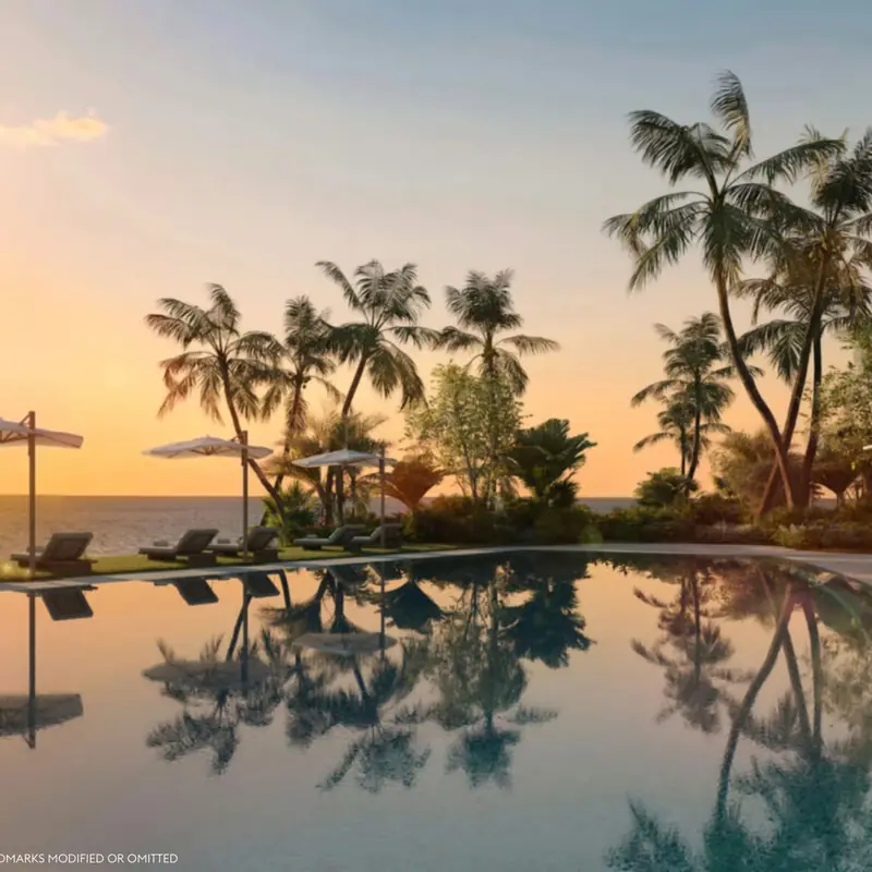 Pool deck at sunset